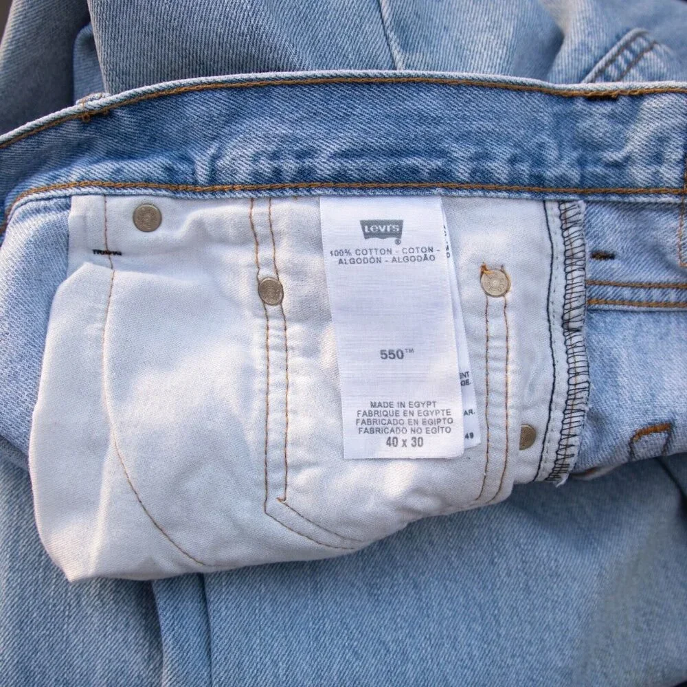 Levis Jeans Mens 40x30 Blue 550 Relaxed‎ Straight American Light Wash Denim